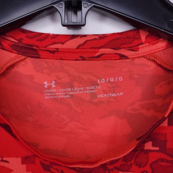 Under Armour T Shirt Mens Large Red Camo UA Tech ABC Loose HeatGear Performance - Picture 8 of 10